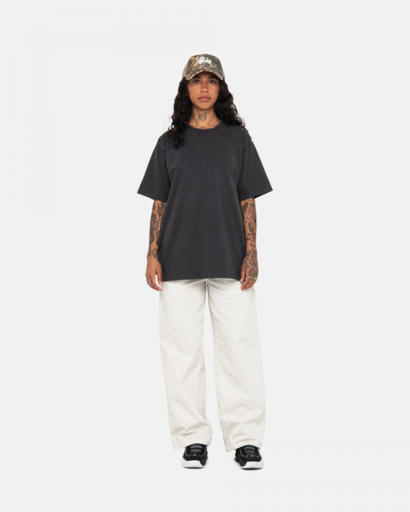 Stussy Pigment Dyed Crew T Skjorte Dame Svarte Norge | VXT-6354