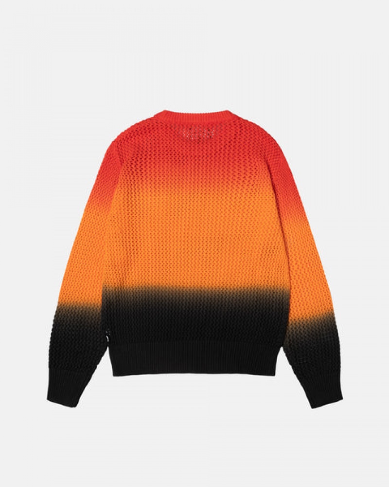 Stussy Pigment Dyed Loose Gauge Knit Genser Gensere Herre Svarte Rød Norge | ASU-4002