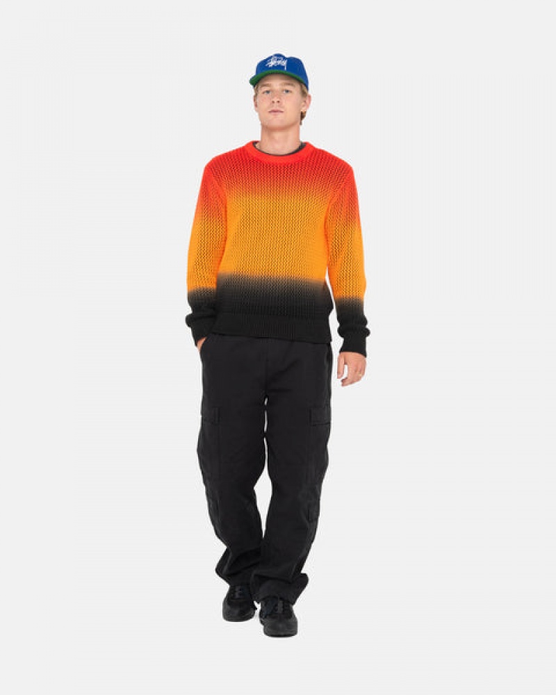 Stussy Pigment Dyed Loose Gauge Knit Genser Gensere Herre Svarte Rød Norge | ASU-4002