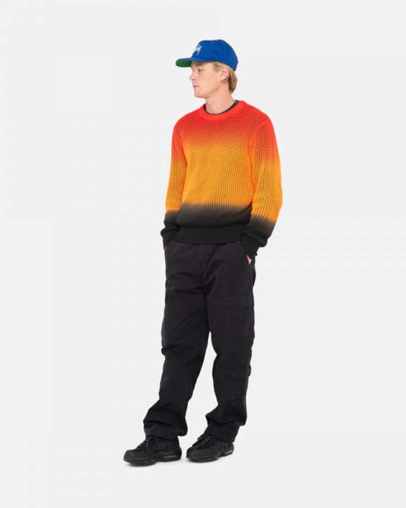 Stussy Pigment Dyed Loose Gauge Knit Genser Gensere Herre Svarte Rød Norge | ASU-4002