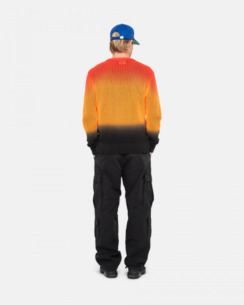 Stussy Pigment Dyed Loose Gauge Knit Genser Gensere Herre Svarte Rød Norge | ASU-4002