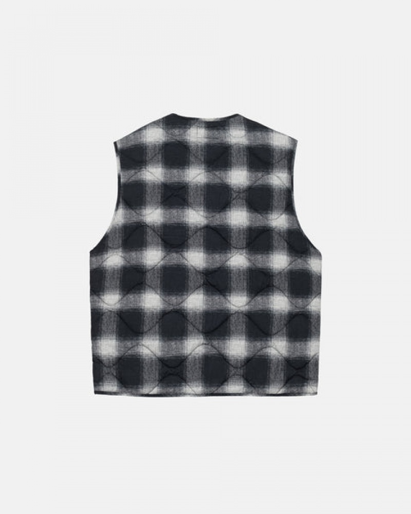 Stussy Plaid Nylon Liner Vest Vest Dame Svarte Norge | BOS-1521