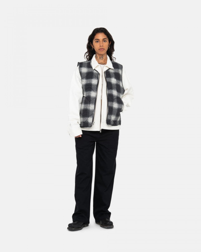 Stussy Plaid Nylon Liner Vest Vest Dame Svarte Norge | BOS-1521