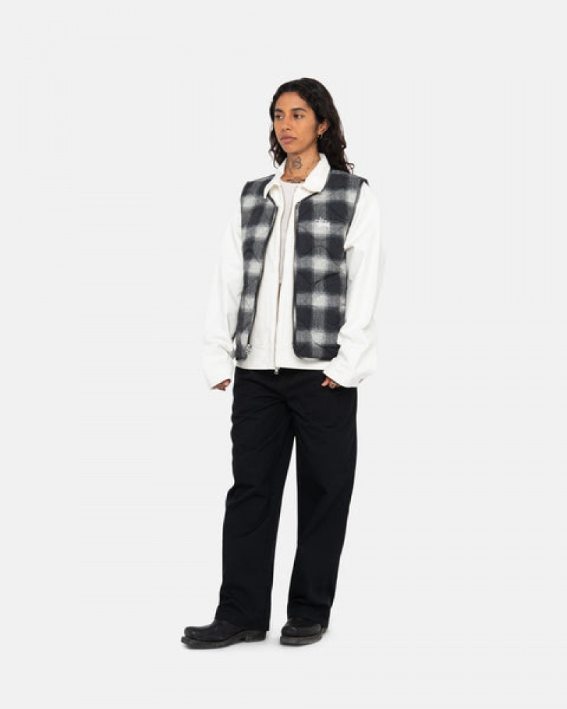 Stussy Plaid Nylon Liner Vest Vest Dame Svarte Norge | BOS-1521