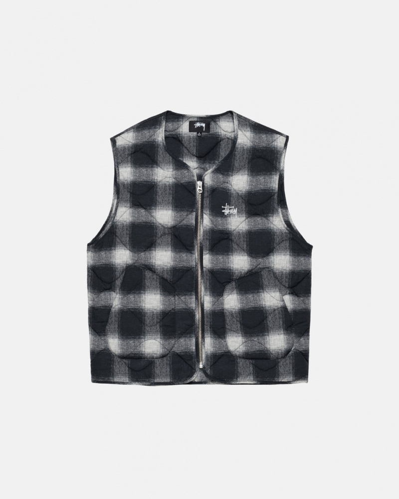 Stussy Plaid Nylon Liner Vest Vest Dame Svarte Norge | BOS-1521