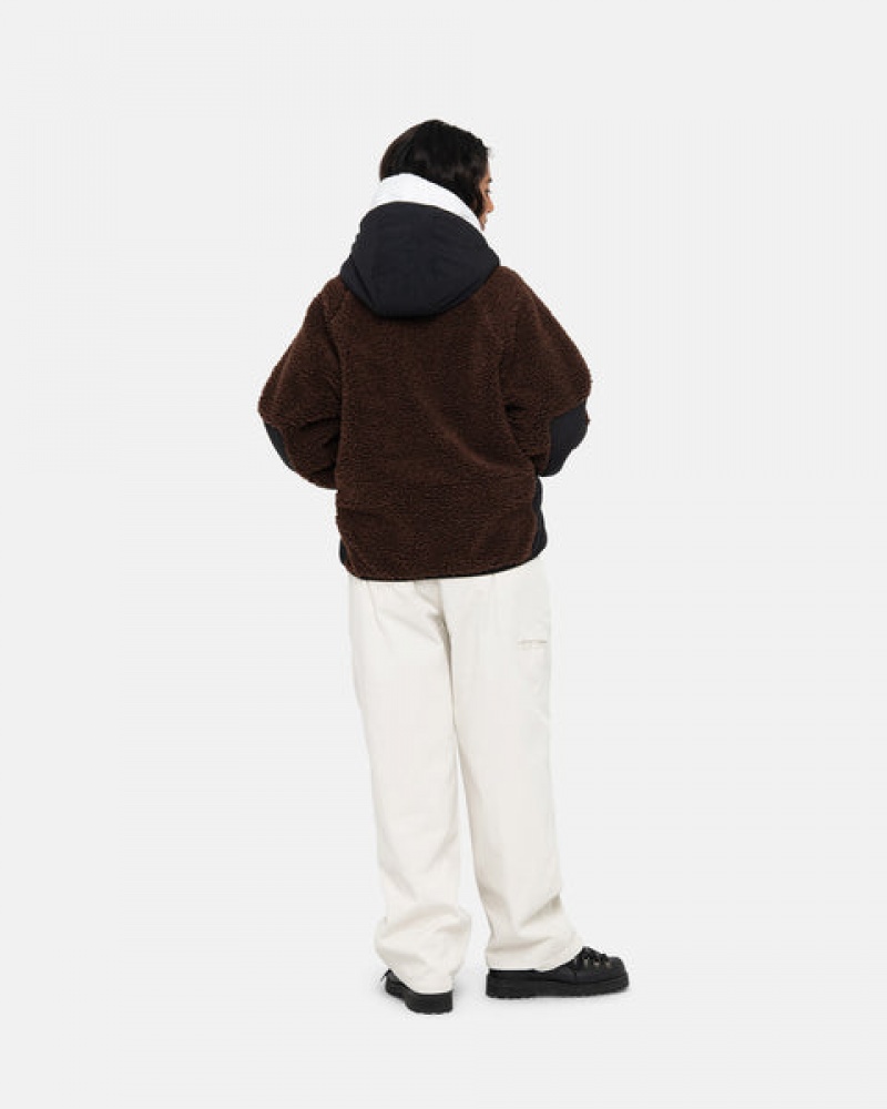 Stussy Sherpa Paneled Hette Jacket Jakker Dame Brune Norge | WWI-6944