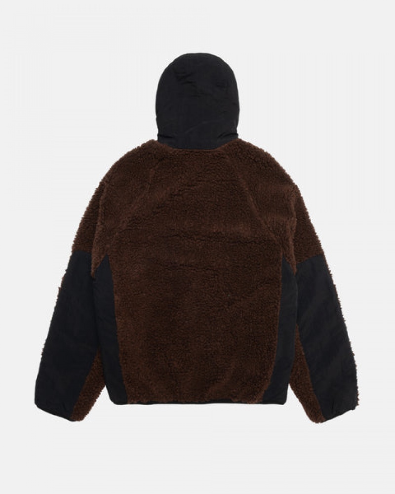 Stussy Sherpa Paneled Hette Jacket Jakker Dame Brune Norge | WWI-6944