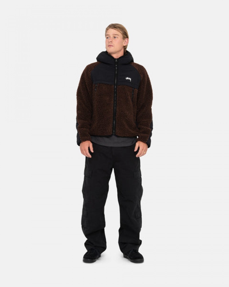 Stussy Sherpa Paneled Hette Jacket Jakker Dame Brune Norge | WWI-6944