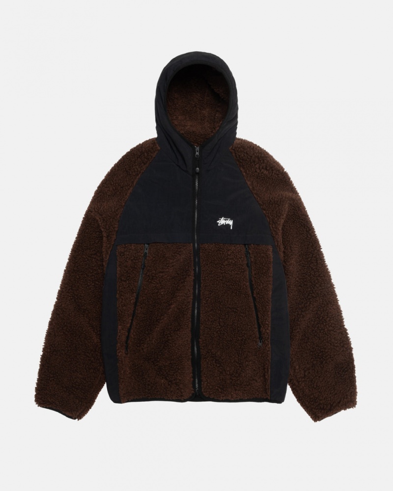 Stussy Sherpa Paneled Hette Jacket Jakker Dame Brune Norge | WWI-6944