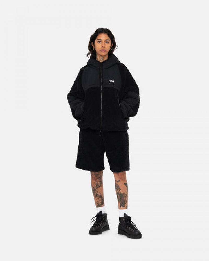 Stussy Sherpa Paneled Hette Jacket Jakker Herre Svarte Norge | SCO-0107