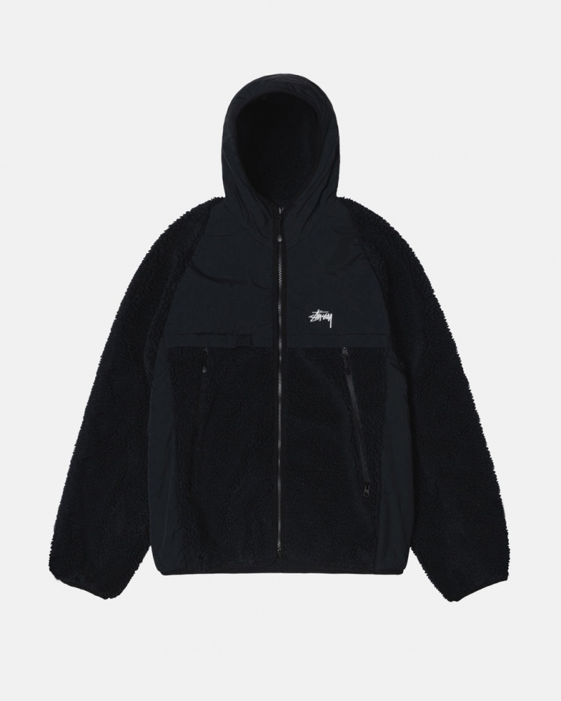 Stussy Sherpa Paneled Hette Jacket Jakker Herre Svarte Norge | SCO-0107