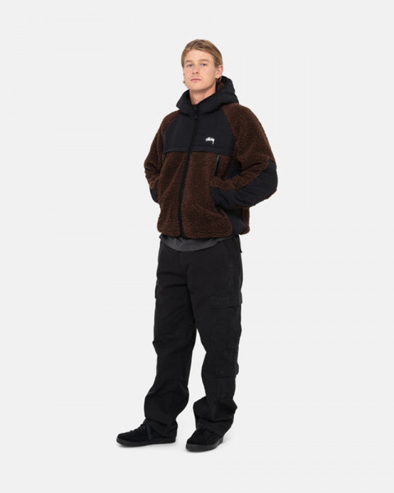 Stussy Sherpa Paneled Hette Jacket Jakker Herre Brune Norge | BJA-1470