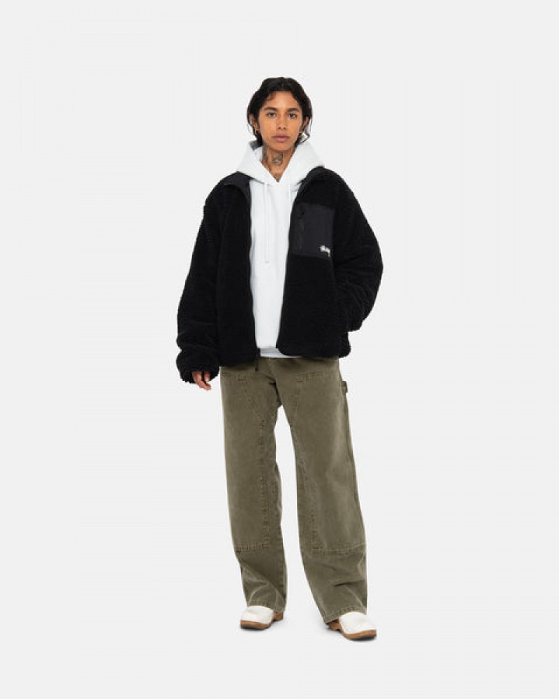 Stussy Sherpa Reversible Jacket Jakker Dame Svarte Norge | HUW-9397