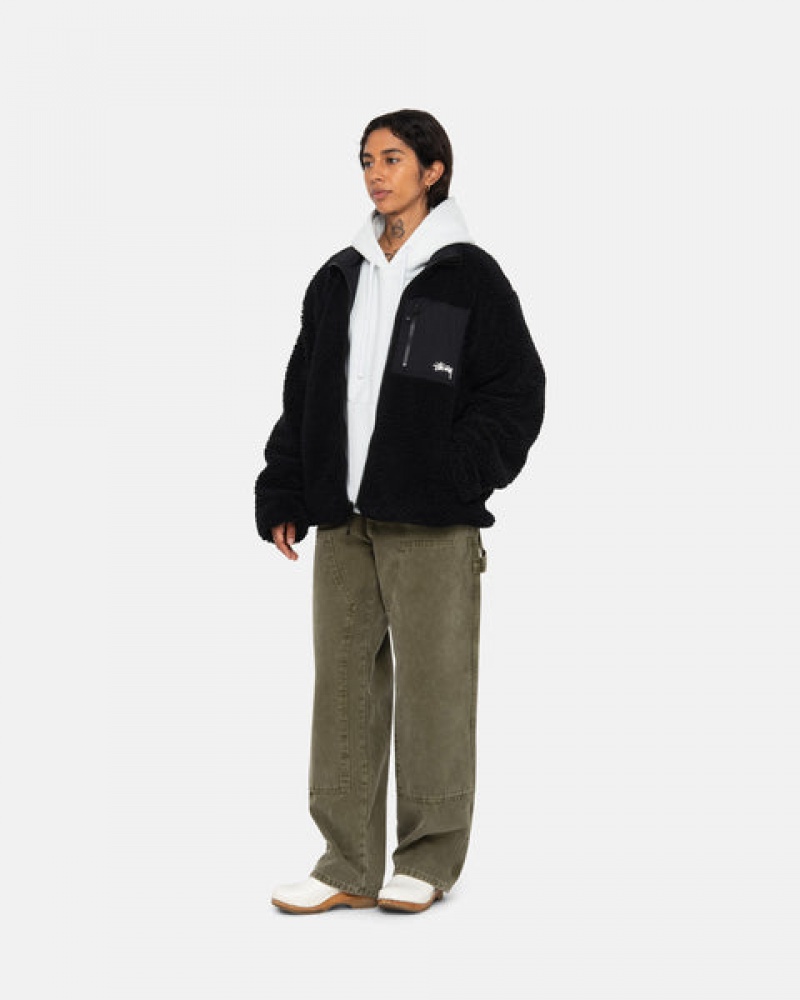 Stussy Sherpa Reversible Jacket Jakker Dame Svarte Norge | HUW-9397