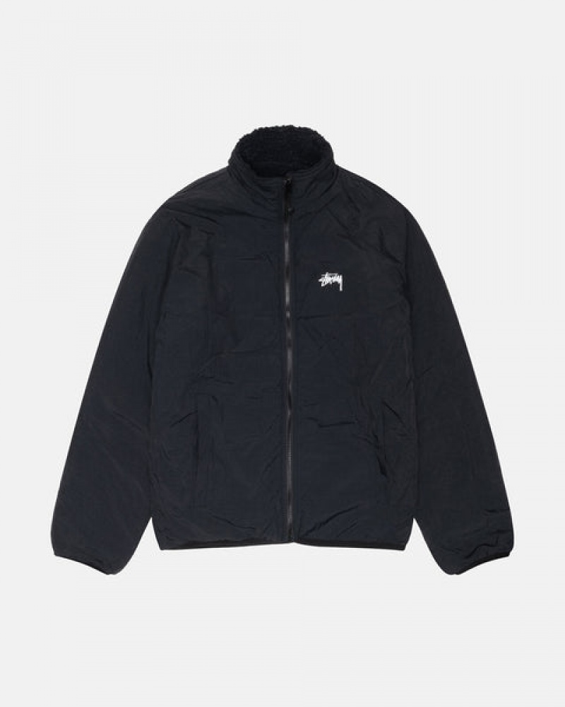 Stussy Sherpa Reversible Jacket Jakker Dame Svarte Norge | HUW-9397