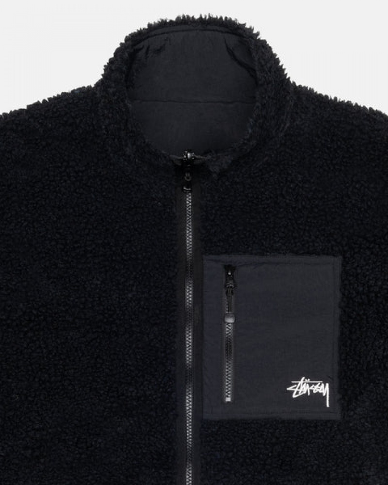 Stussy Sherpa Reversible Jacket Jakker Dame Svarte Norge | HUW-9397