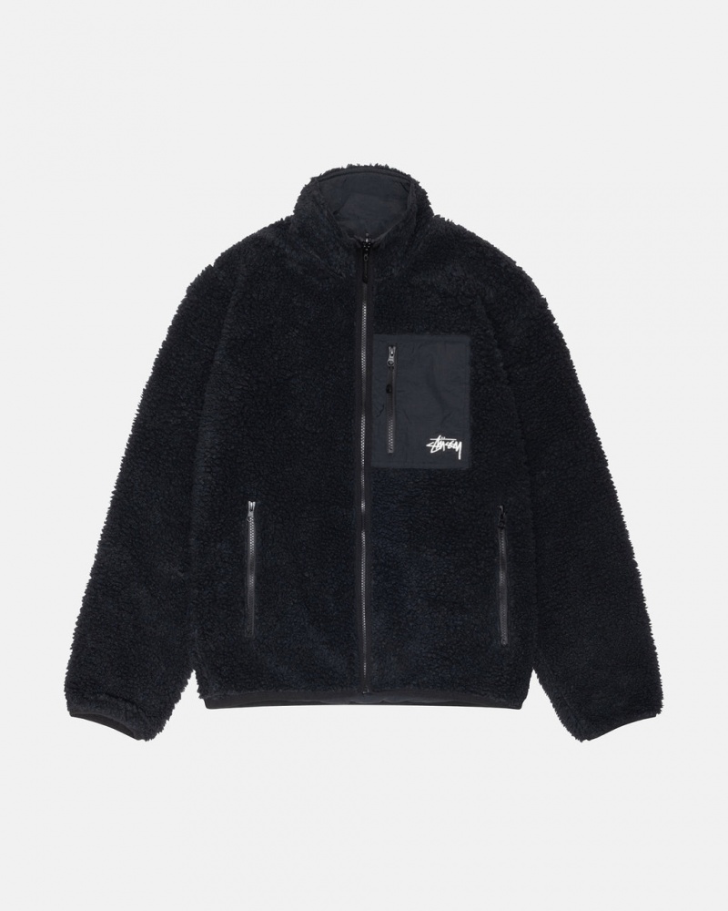 Stussy Sherpa Reversible Jacket Jakker Dame Svarte Norge | HUW-9397