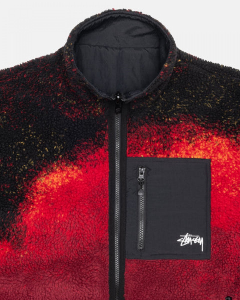 Stussy Sherpa Reversible Jacket Jakker Dame Svarte Rød Norge | SRF-1377