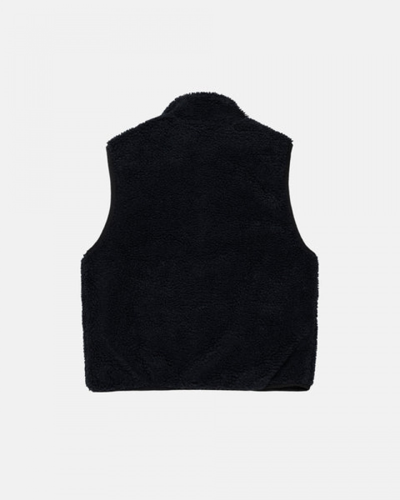 Stussy Sherpa Reversible Vest Vest Dame Svarte Norge | KEB-1286