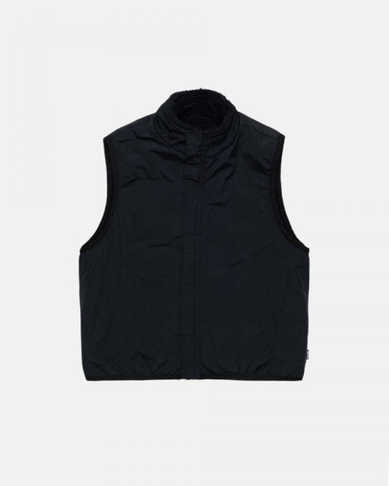 Stussy Sherpa Reversible Vest Vest Dame Svarte Norge | KEB-1286