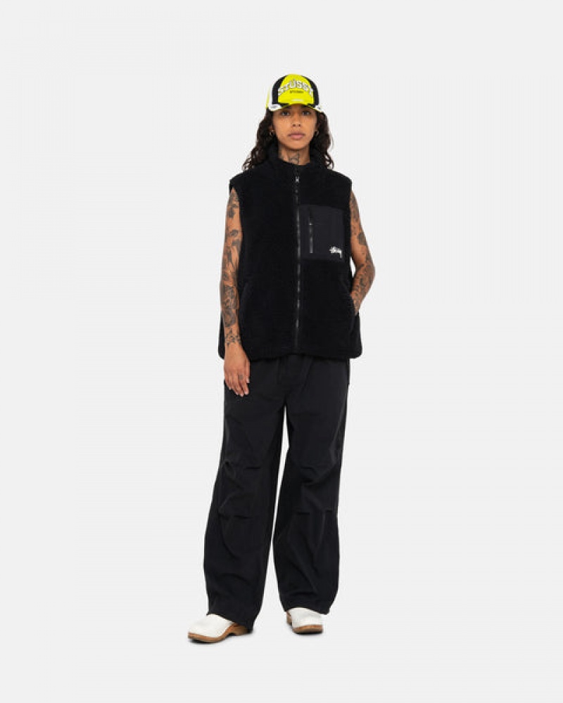 Stussy Sherpa Reversible Vest Vest Dame Svarte Norge | KEB-1286