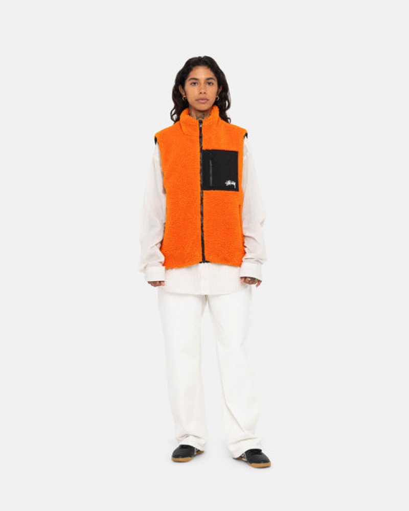 Stussy Sherpa Reversible Vest Vest Dame Gul Norge | IAW-2555