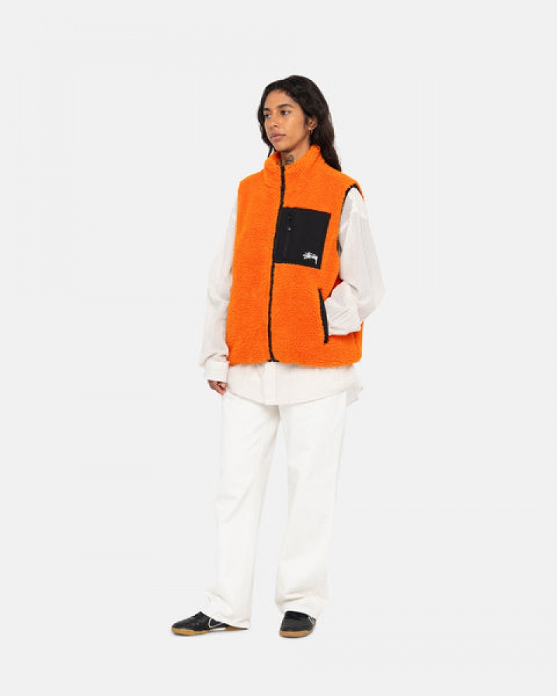 Stussy Sherpa Reversible Vest Vest Dame Gul Norge | IAW-2555