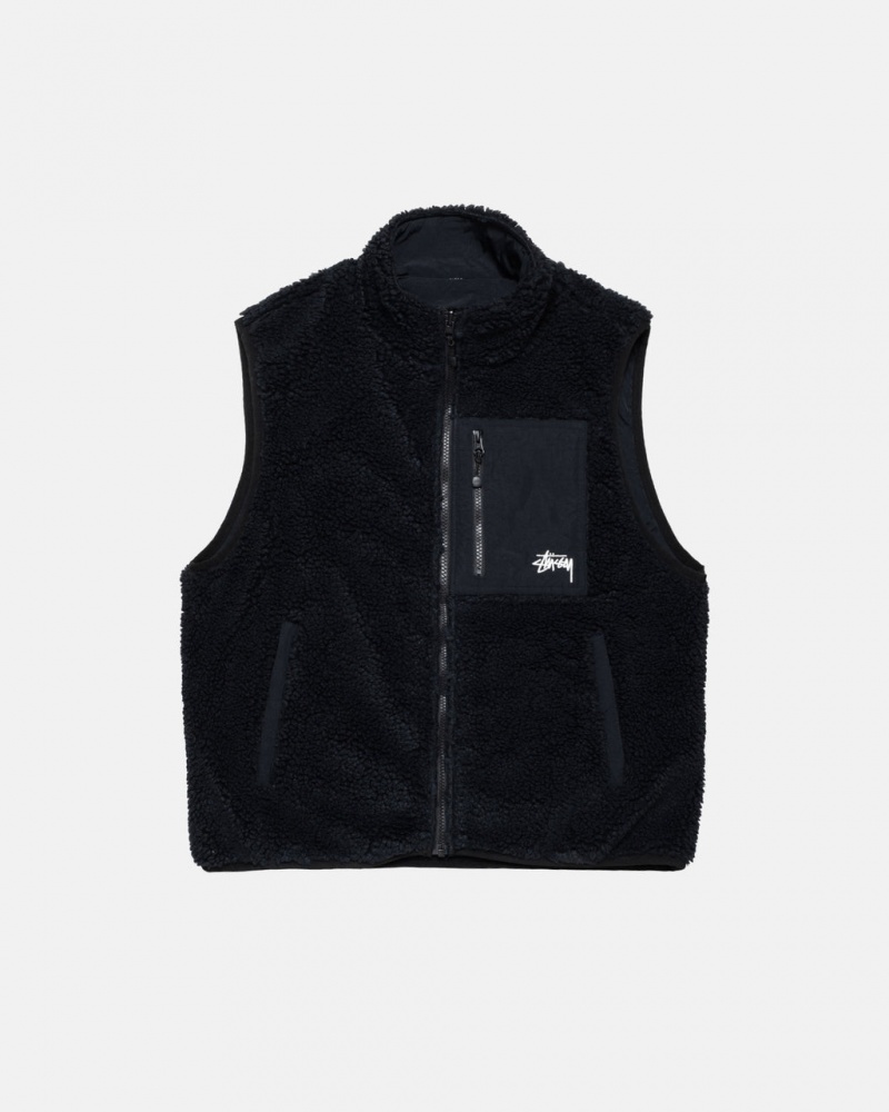 Stussy Sherpa Reversible Vest Vest Herre Svarte Norge | MQM-9660