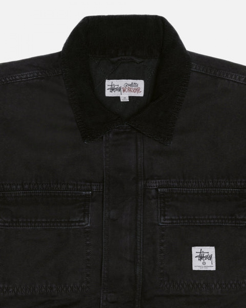 Stussy Shop Jacket Washed Canvas Jakker Dame Svarte Norge | KHB-5583