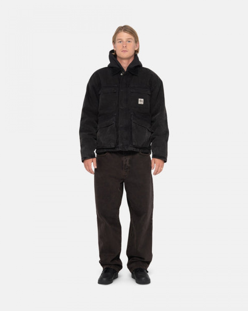 Stussy Shop Jacket Washed Canvas Jakker Dame Svarte Norge | KHB-5583