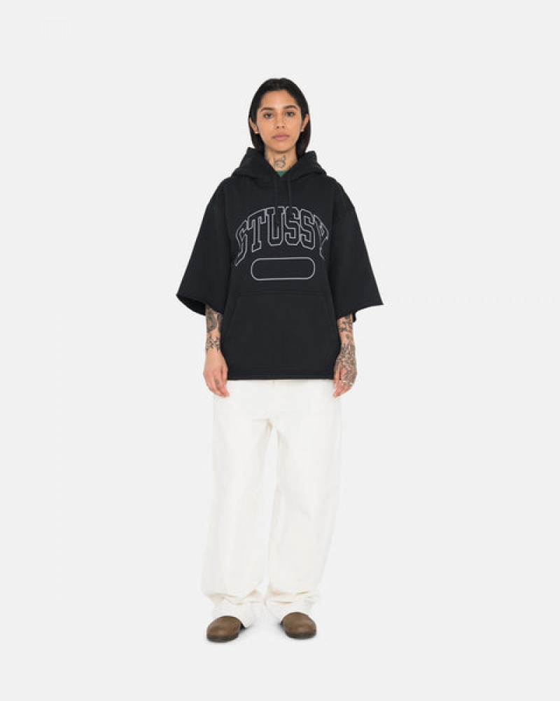 Stussy Ss Boxy Cropped Hoodie Hettegenser Dame Svarte Norge | LVI-8841