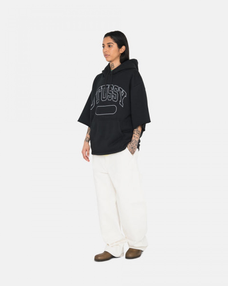 Stussy Ss Boxy Cropped Hoodie Hettegenser Dame Svarte Norge | LVI-8841