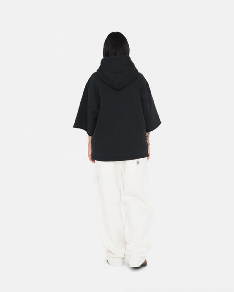 Stussy Ss Boxy Cropped Hoodie Hettegenser Dame Svarte Norge | LVI-8841