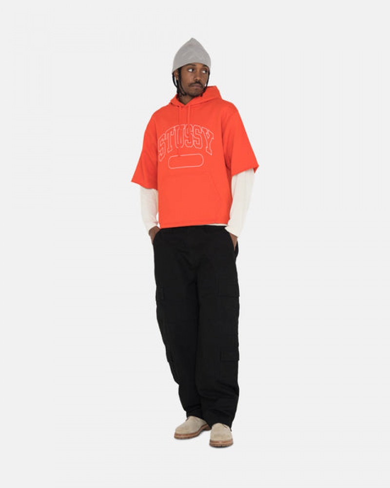 Stussy Ss Boxy Cropped Hoodie Hettegenser Dame Dyp Oransje Norge | RTT-8461