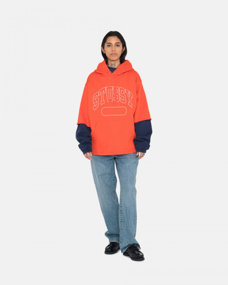 Stussy Ss Boxy Cropped Hoodie Hettegenser Dame Dyp Oransje Norge | RTT-8461