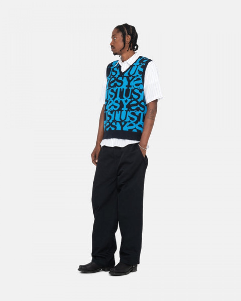 Stussy Stacked Genser Vest Gensere Dame Mørke Marineblå Norge | MXF-3268