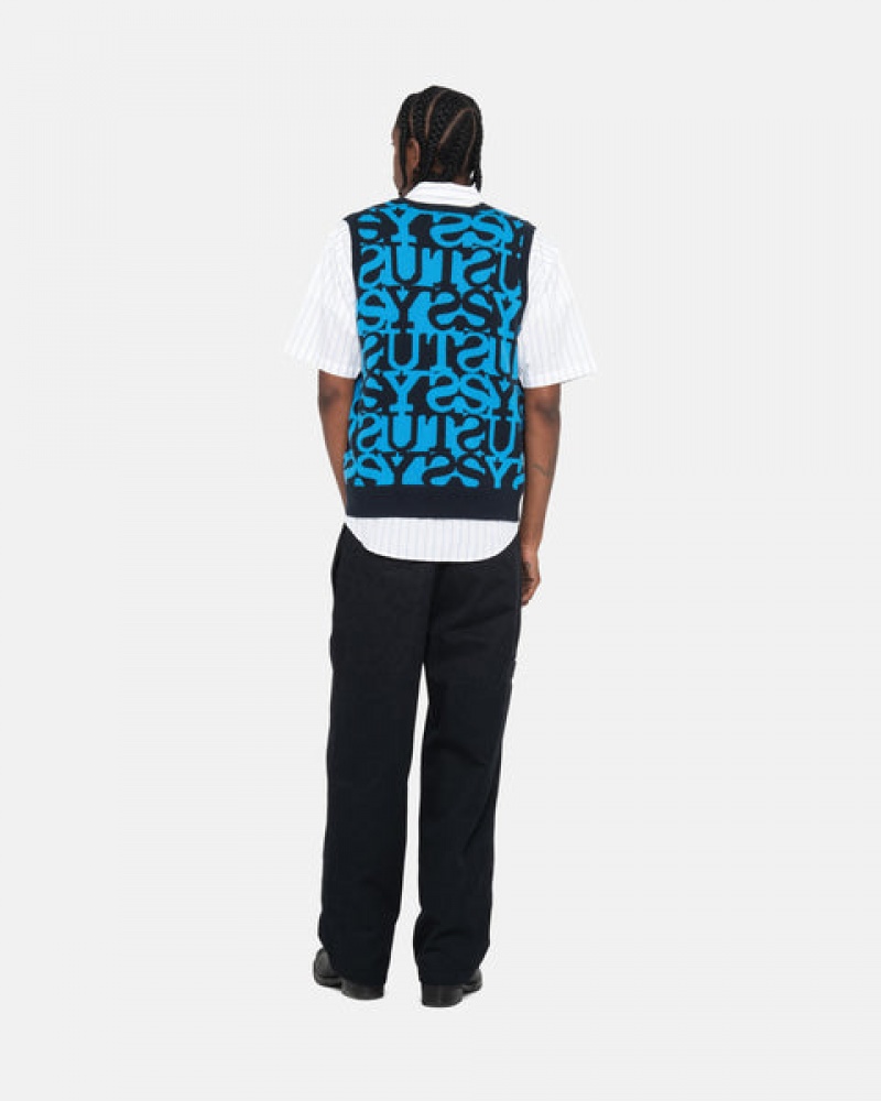 Stussy Stacked Genser Vest Gensere Dame Mørke Marineblå Norge | MXF-3268