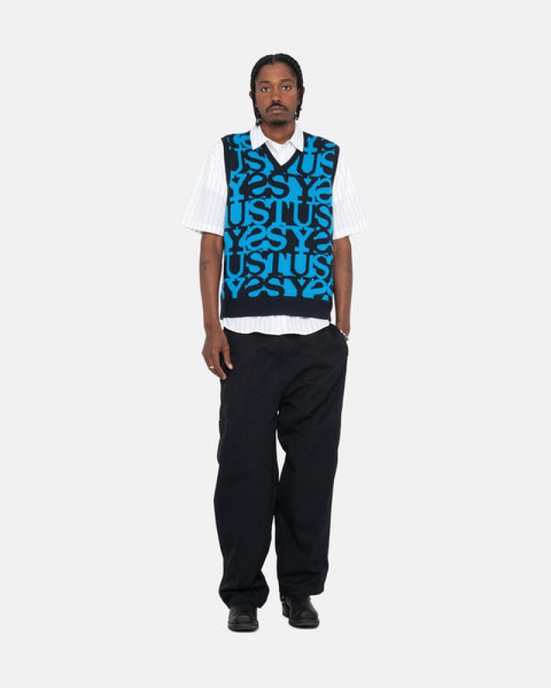 Stussy Stacked Genser Vest Gensere Herre Mørke Marineblå Norge | IIS-0480