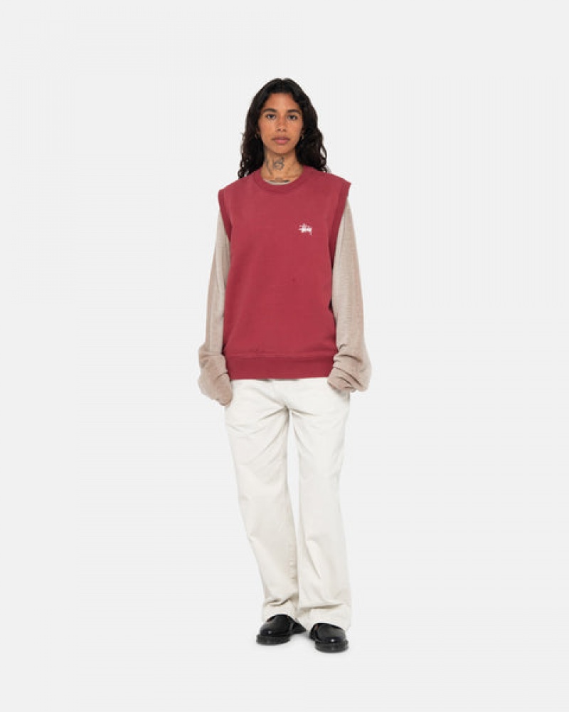 Stussy Stock Fleece Vest Gensere Dame Burgunder Norge | IZG-9717