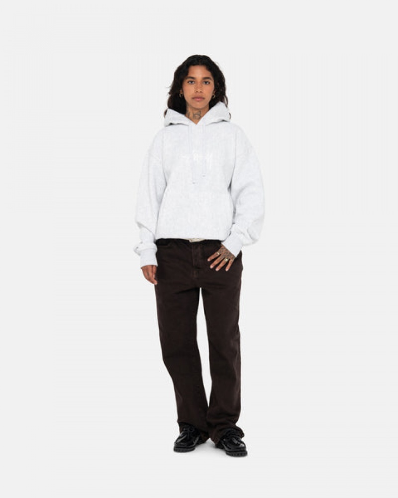 Stussy Stock Logo Applique Hoodie Hettegenser Herre Grå Norge | FEN-2451