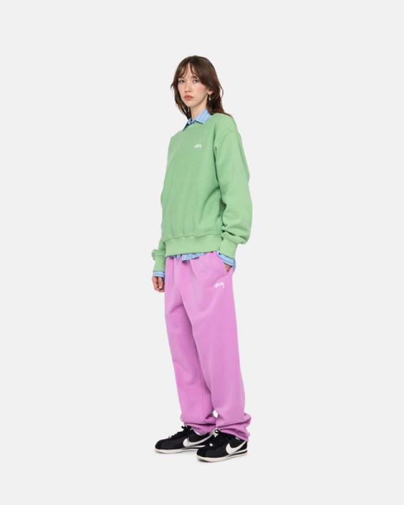 Stussy Stock Logo Crew Gensere Dame Grønn Norge | KPI-6407