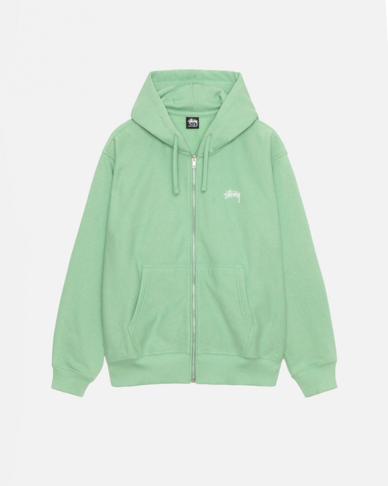 Stussy Stock Logo Zip Hood Gensere Dame Grønn Norge | MYE-1221