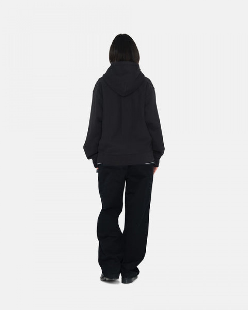 Stussy Stock Logo Zip Hoodie Hettegenser Dame Svarte Norge | JTA-1274