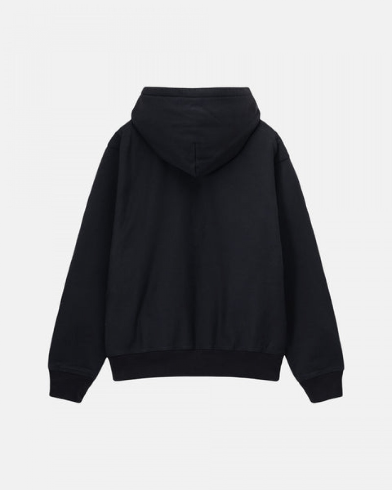 Stussy Stock Logo Zip Hoodie Hettegenser Dame Svarte Norge | JTA-1274