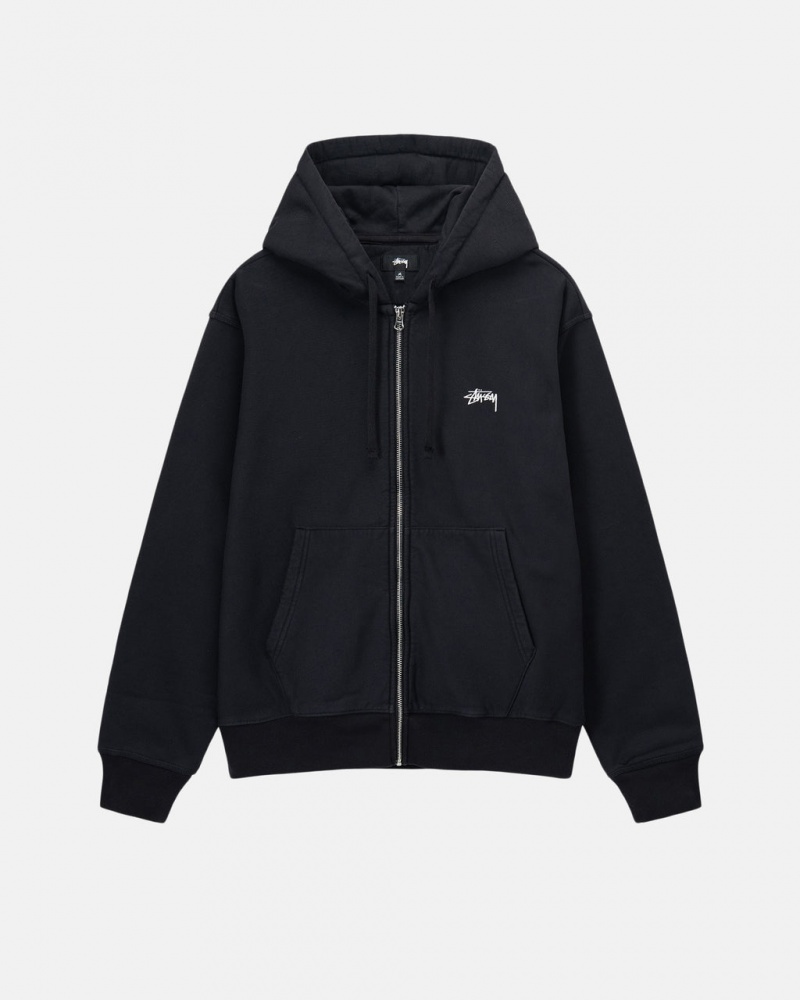 Stussy Stock Logo Zip Hoodie Hettegenser Dame Svarte Norge | JTA-1274