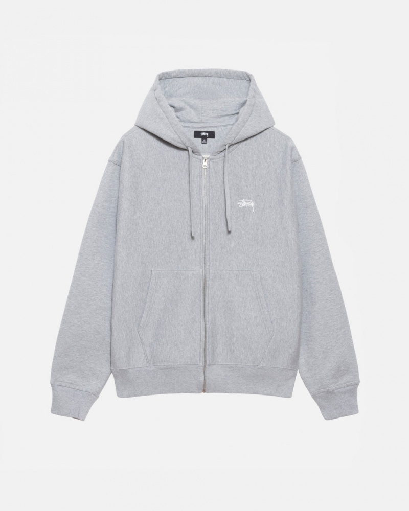 Stussy Stock Logo Zip Hoodie Hettegenser Dame Grå Norge | COA-1789