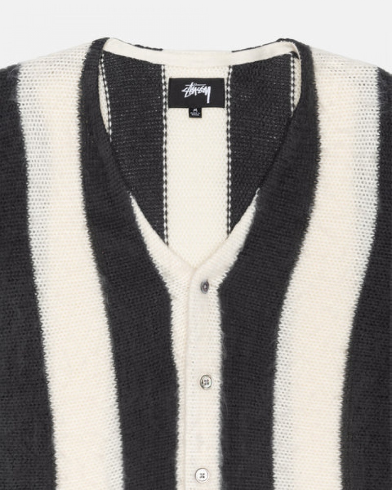 Stussy Stripe Brushed Cardigan Gensere Dame Beige Norge | WNY-1167