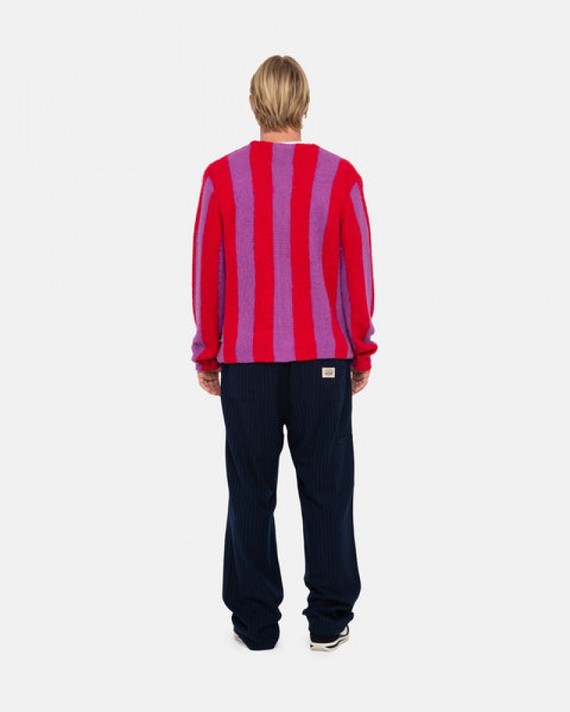 Stussy Stripe Brushed Cardigan Gensere Dame Lilla Norge | YEU-2134