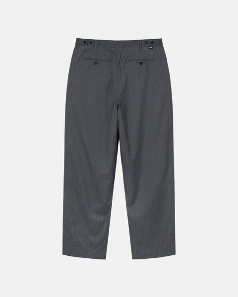 Stussy Stripe Volume Plissert Trouser Bukse Herre Grå Norge | AGA-4542