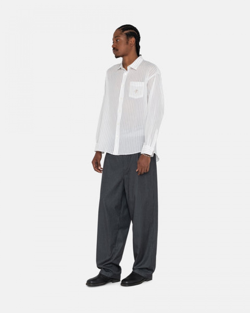 Stussy Stripe Volume Plissert Trouser Bukse Herre Grå Norge | AGA-4542